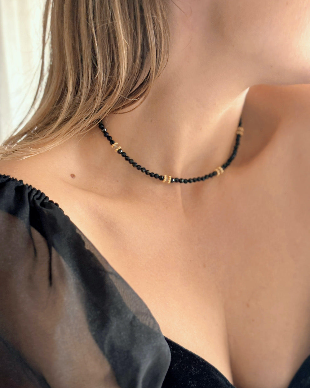 Black gemstone necklace