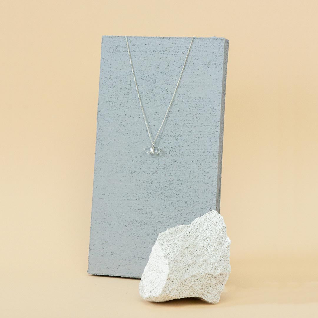 Unity Silver Necklace with Double-Direction Clear Quartz Crystal