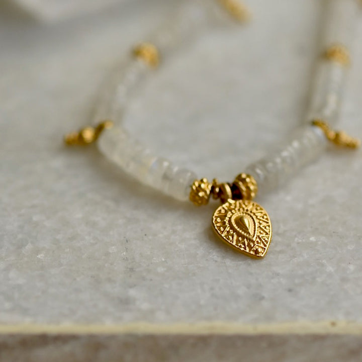 Golden pendant Moonstone choker necklace by Manipura