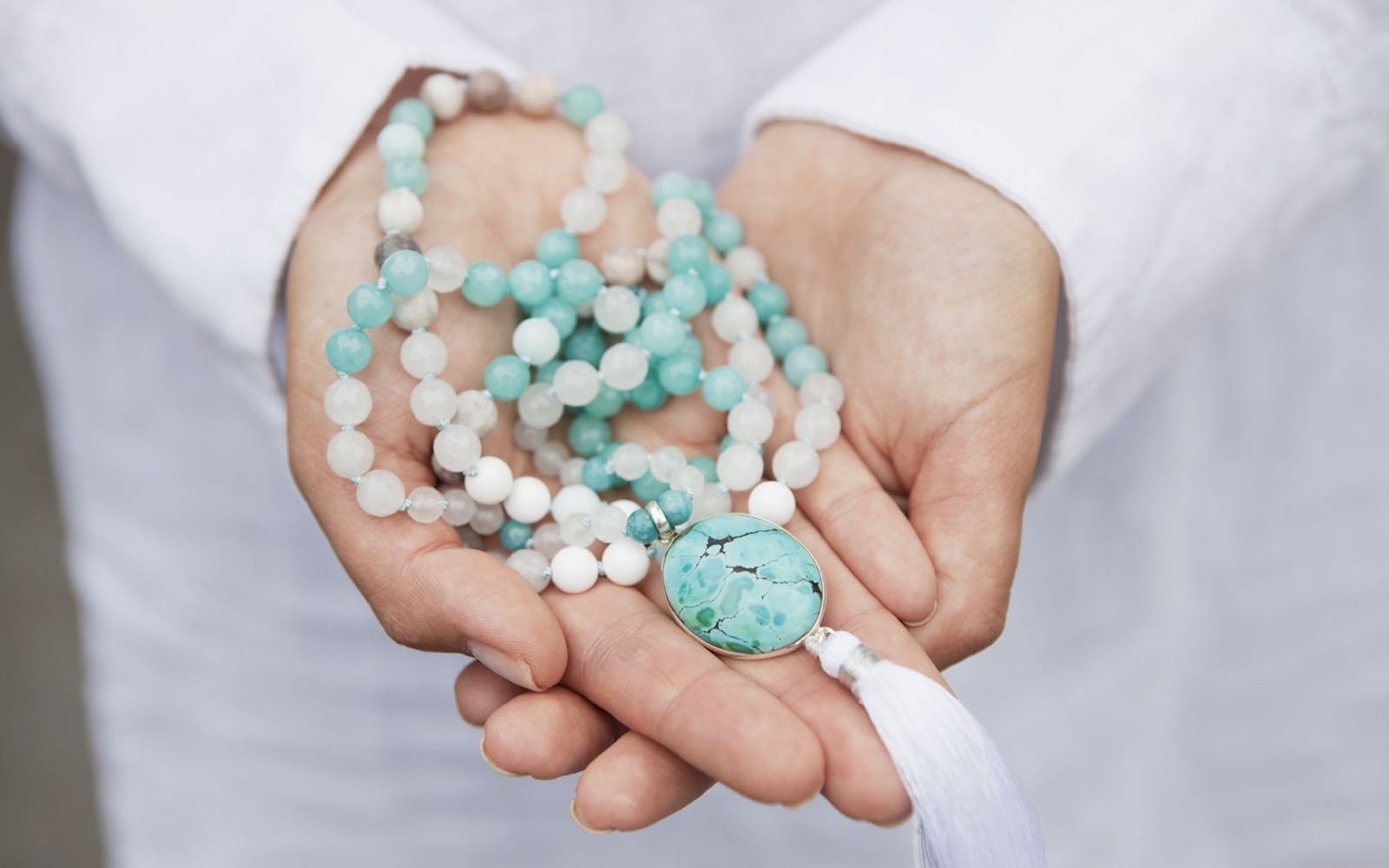 Mala beads necklace with gemstones