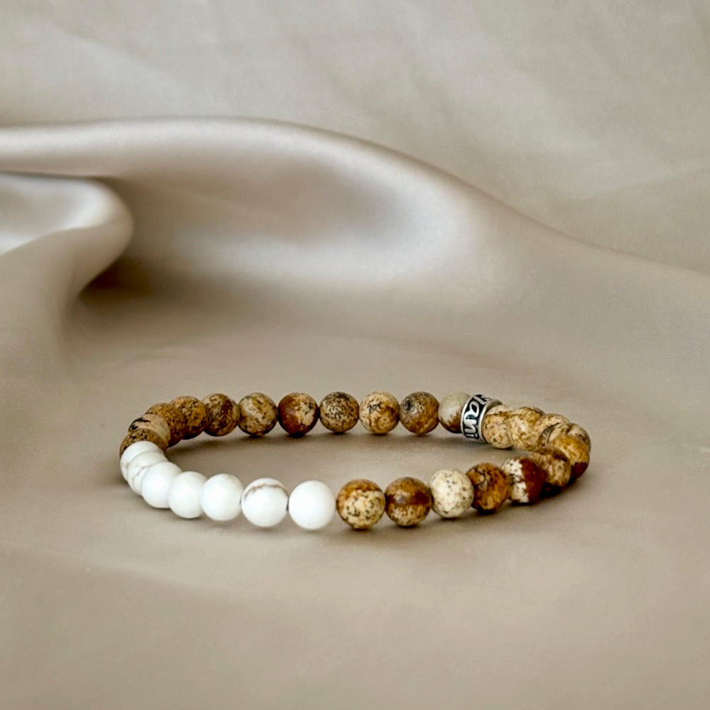 Gemstone Bracelet with Magnesite and Picture Jasper beads