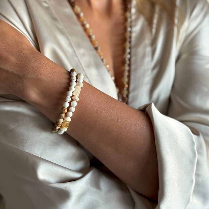 Bracelet de pierres précieuses Creativity Flow avec perles de magnésite et de citrine