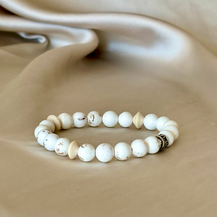 Gemstone Bracelet with Milky Magnesite beads