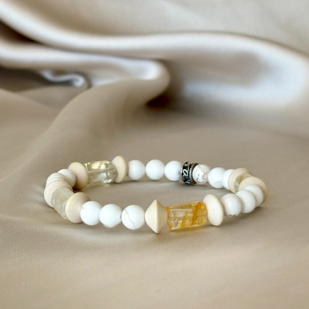 Gemstone Bracelet with Magnesite and Citrine beads