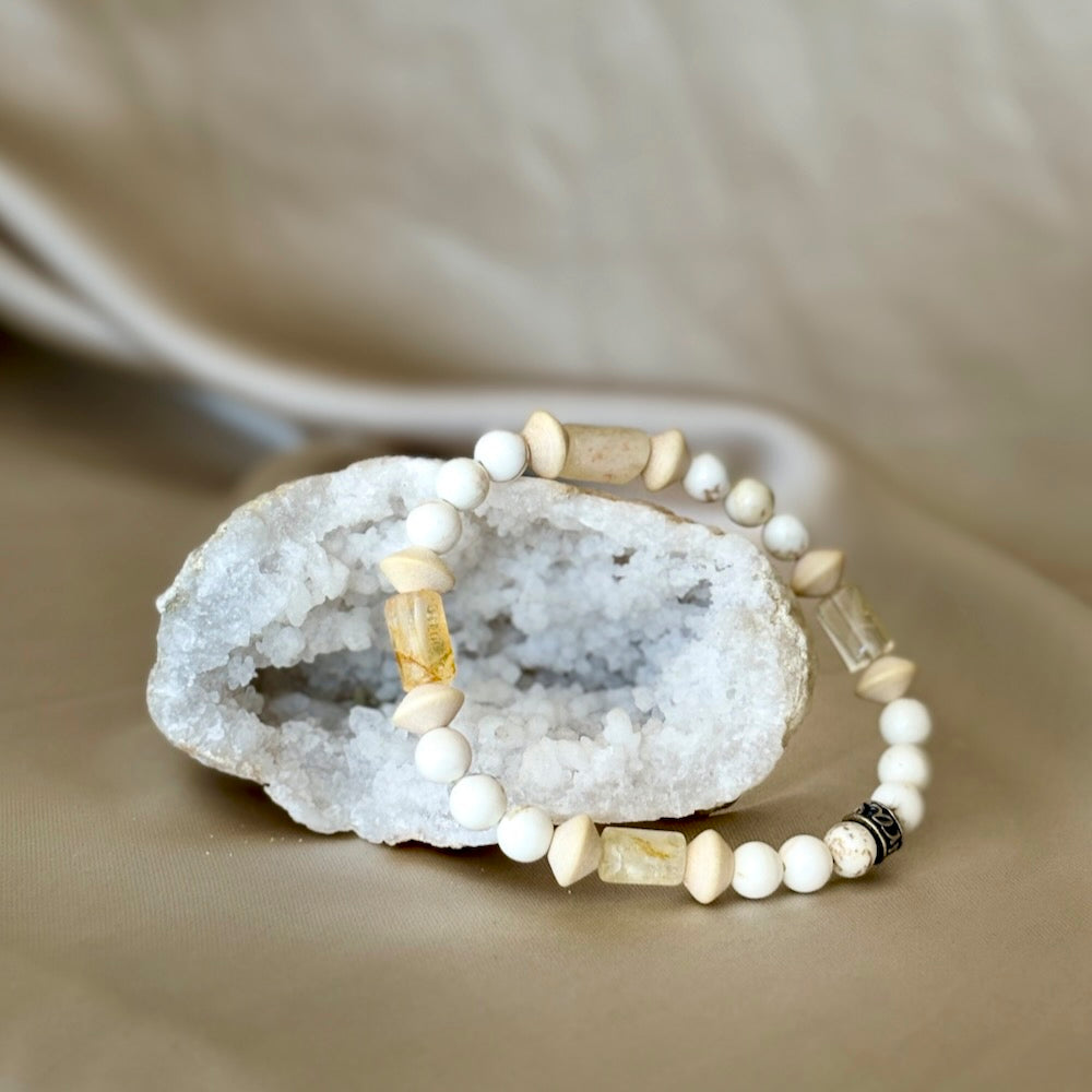 Bracelet de pierres précieuses Creativity Flow avec perles de magnésite et de citrine