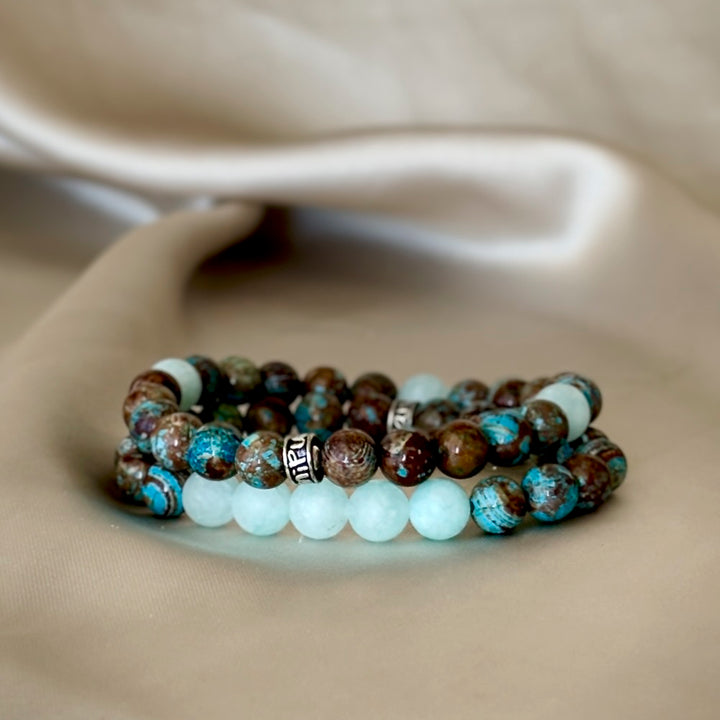 Gemstone Bracelets with Chrysocolla and Amazonite beads