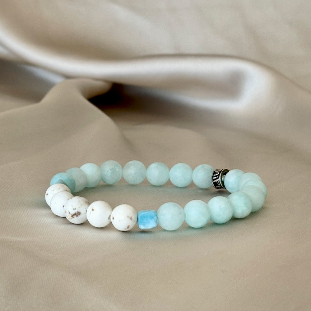 Gemstone Bracelet with Amazonite, Magnesite and Larimar beads
