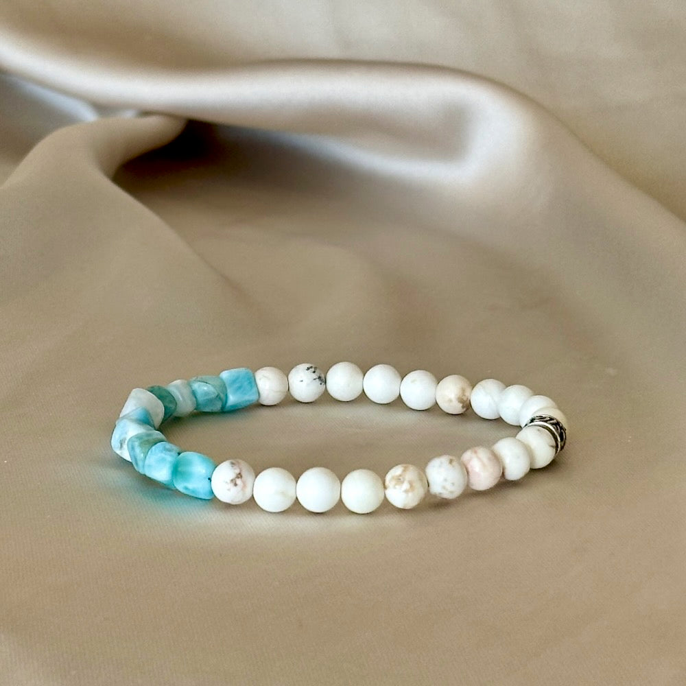 Gemstone Bracelet with Larimar and Magnesite beads