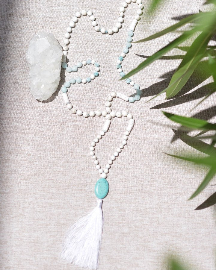 larimarです^ ^ Turkoois & Larimar Mala - Lichtblauwe Tinten – Manipura Malas