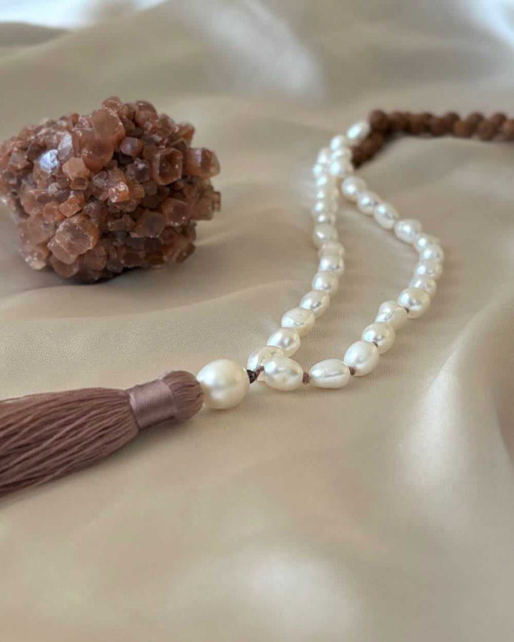 Island Grace Gemstone Mala with Pearls & Rudraksha Beads