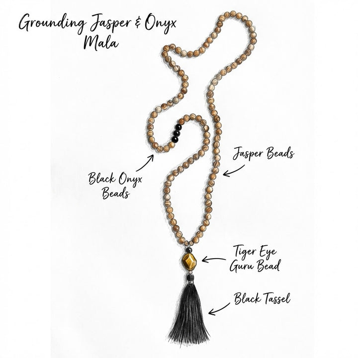 drawing of Mala necklace with 108 beads