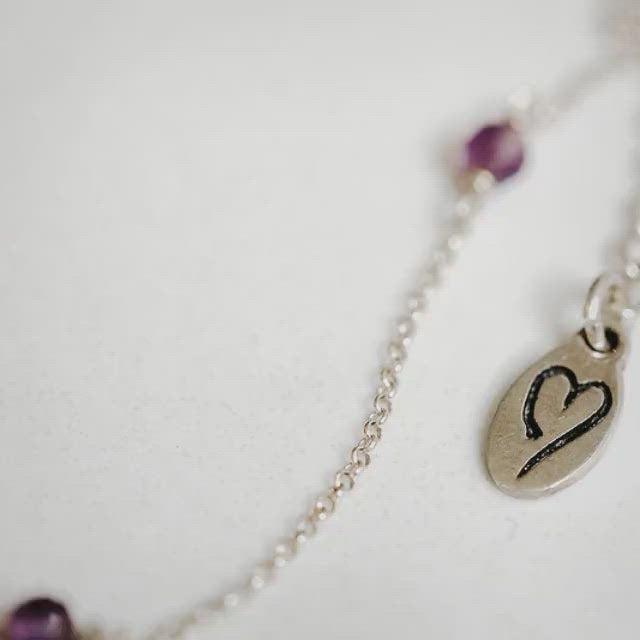 True Clarity Tie Necklace with Natural Amethyst and Sterling Silver