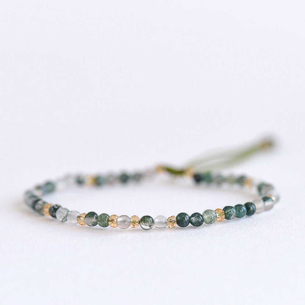 Green Agate Adjustable Gemstone Bracelet by Manipura Malas at