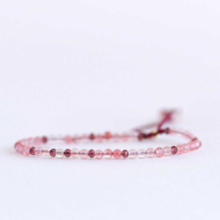 Pink Rose Quartz Adjustable Gemstone Bracelet by Manipura Malas at