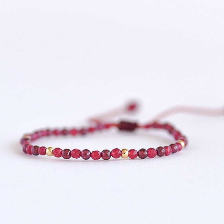 Red Garnet Adjustable Gemstone Bracelet by Manipura Malas at