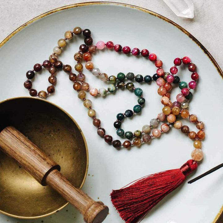 Healing Colours Gemstone Mala - Handmade with 108 Mala Beads by Manipura