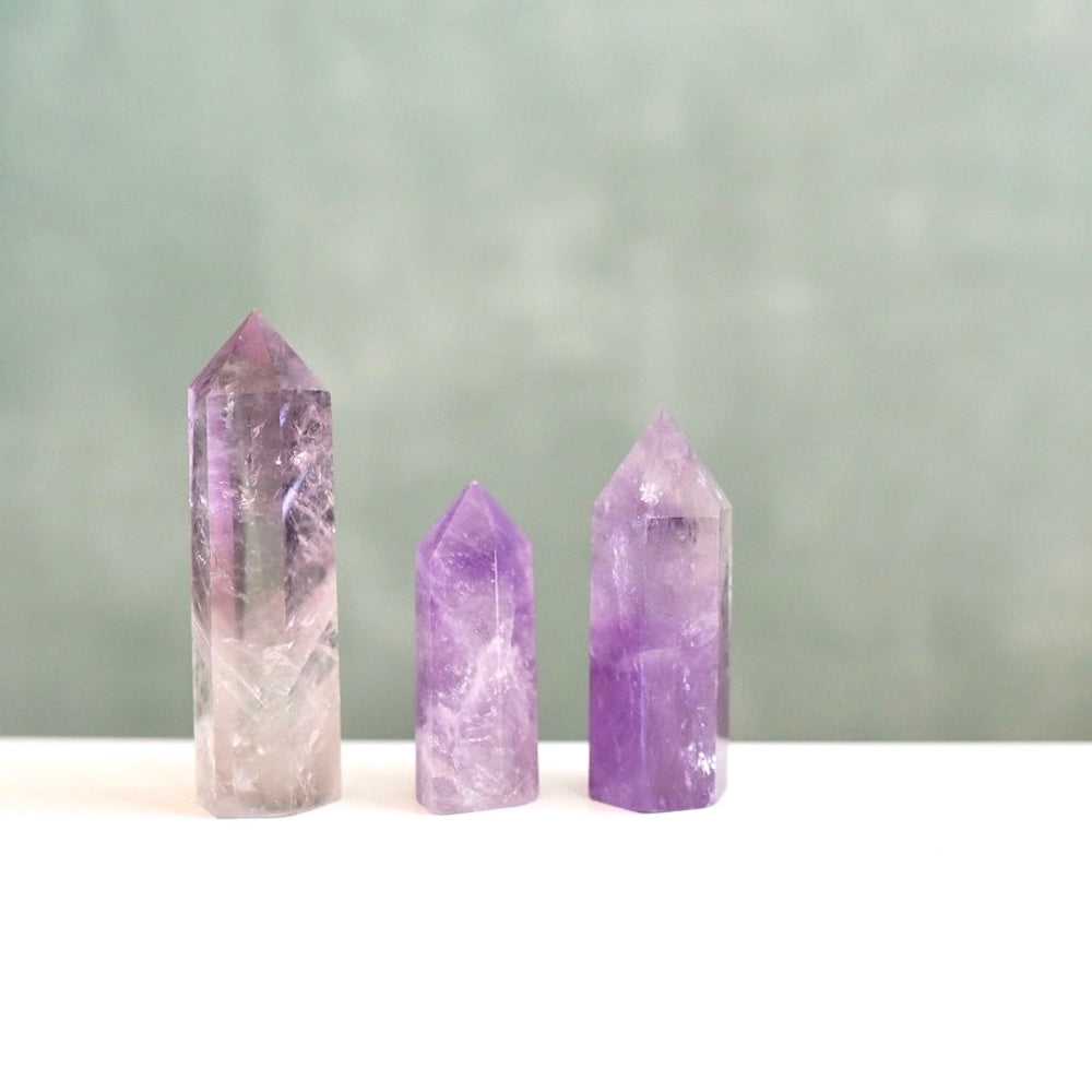 Set of Natural Amethyst Crystal Wands by Manipura Malas at