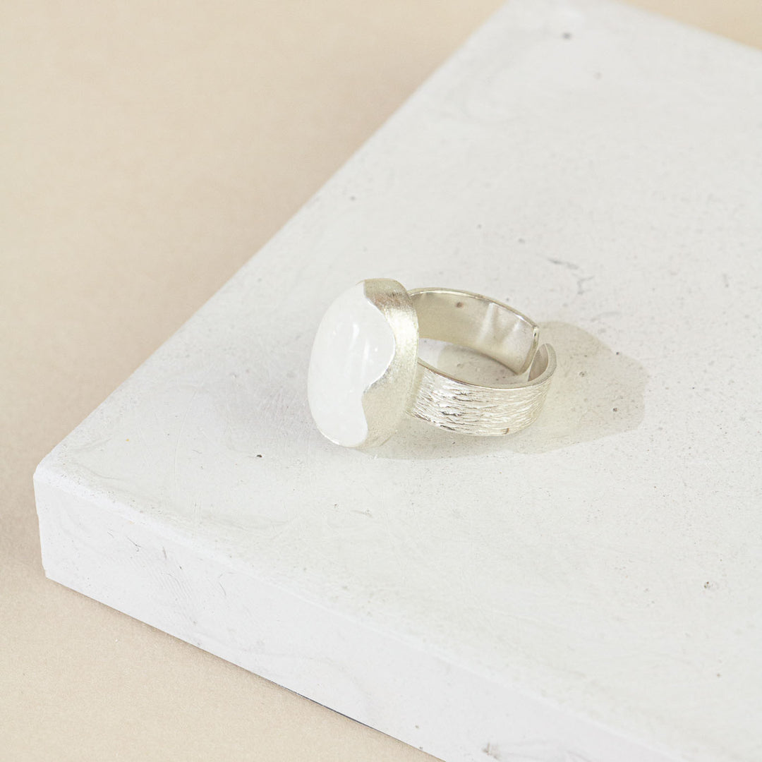 Guardian Bergkristal Edelsteen Ring in Sterling Zilver (Verstelbaar)