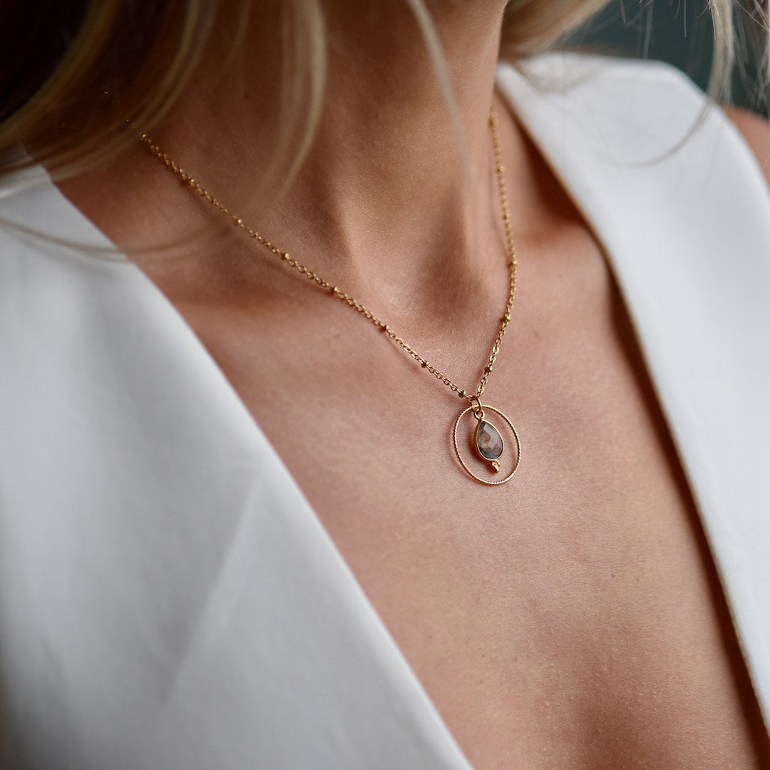 Necklace with Natural Labradorite pendant