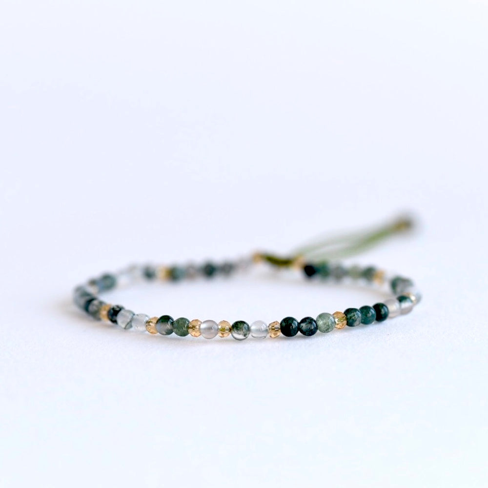 Green Agate Adjustable Gemstone Bracelet by Manipura Malas at