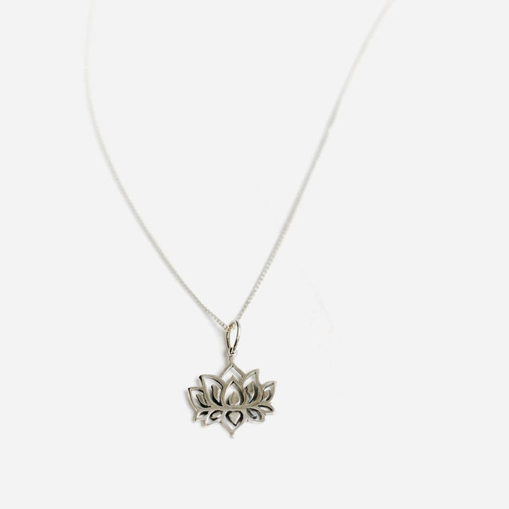 Small Lotus Flower Silver Necklace - Handmade in 925 Sterling Silver by Manipura Malas at