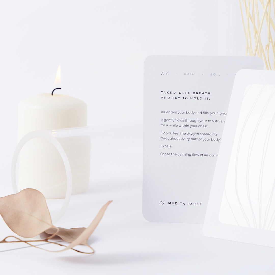 Mindfulness Meditation Deck Cards Handmade Eco Tactile by a candle
