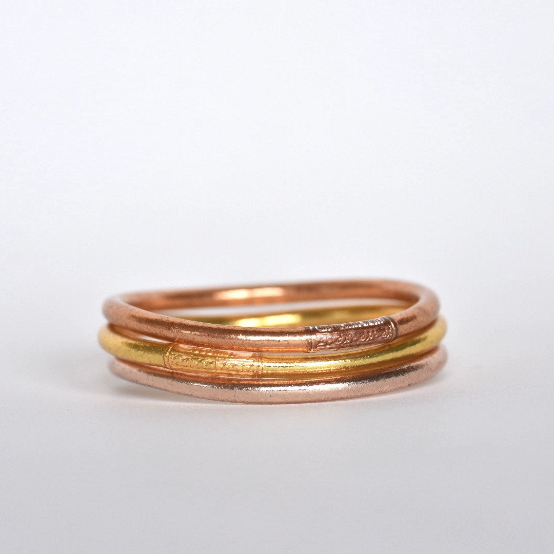 Mix of 3 Gold Leaf (Original) Temple Bangles with Mantra 
