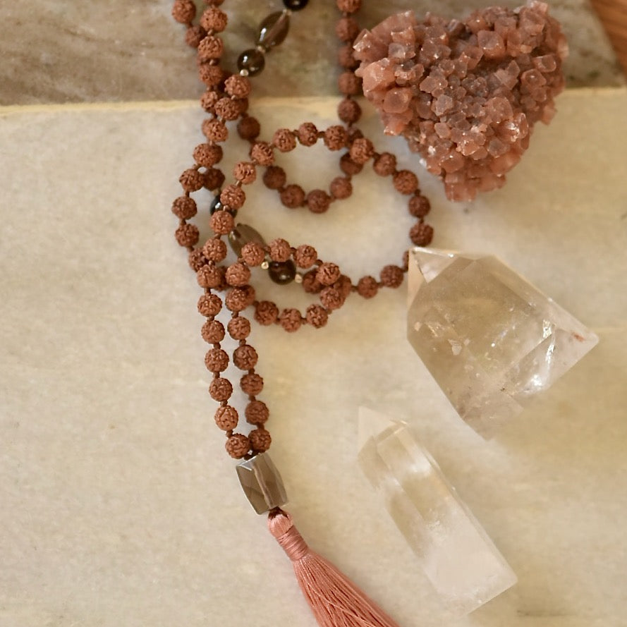 Crystal gold beads long traditinal mala - Designer Jewellery - Beaded Malas  - MANEK RATNA