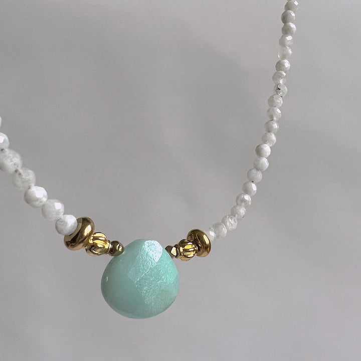Natural Radiance choker necklace with Moonstone and Amazonite pendant by Manipura