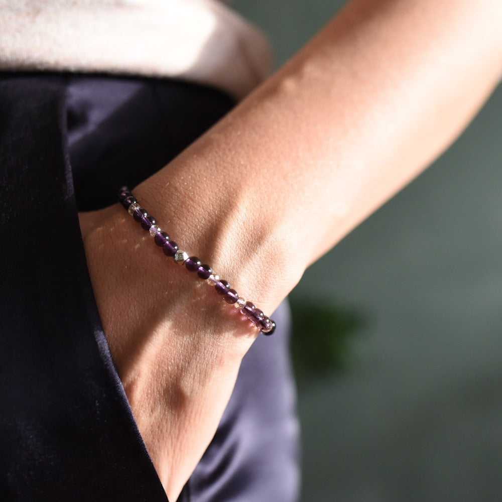 Purple Amethyst Adjustable Gemstone Bracelet by Manipura Malas at