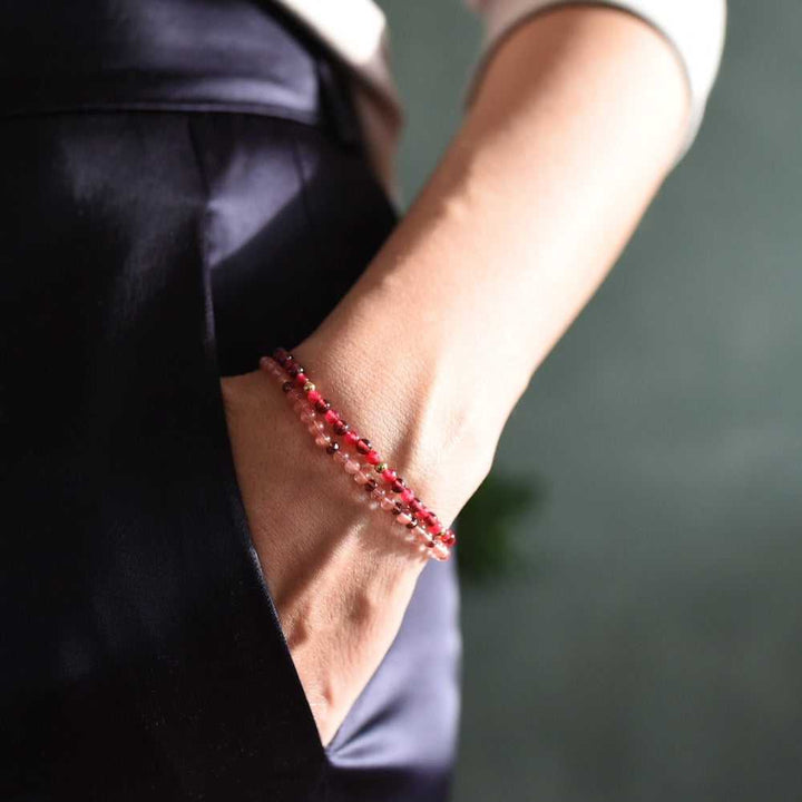 Red Garnet Adjustable Gemstone Bracelet by Manipura Malas at