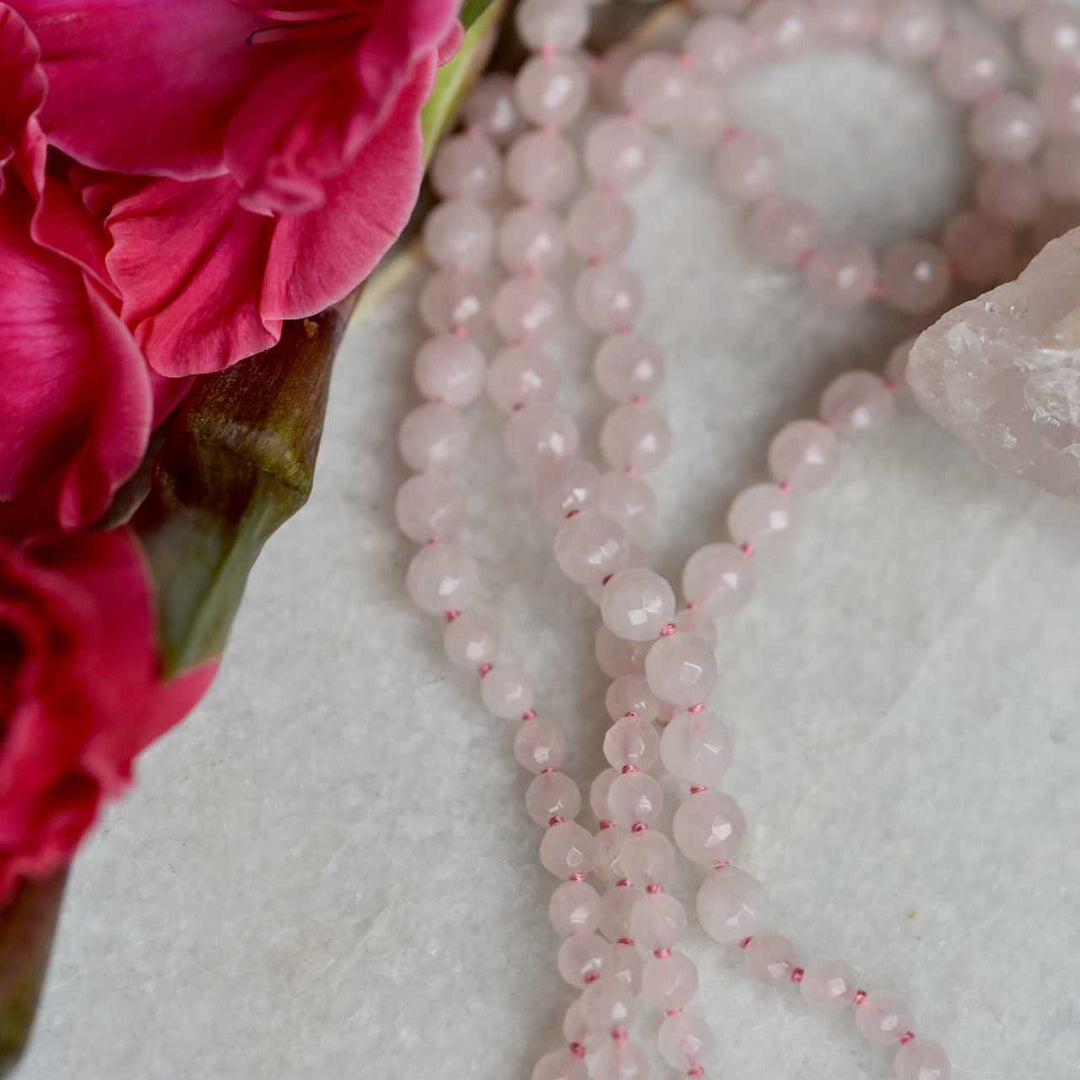 Rose Quartz faceted beads 