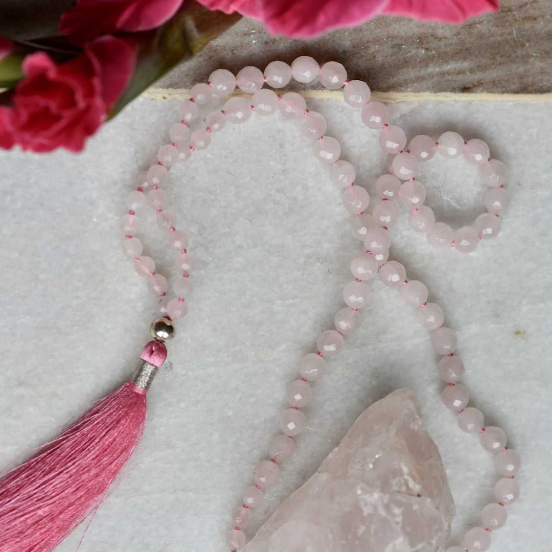 Rose Quartz mala beads by Manipura