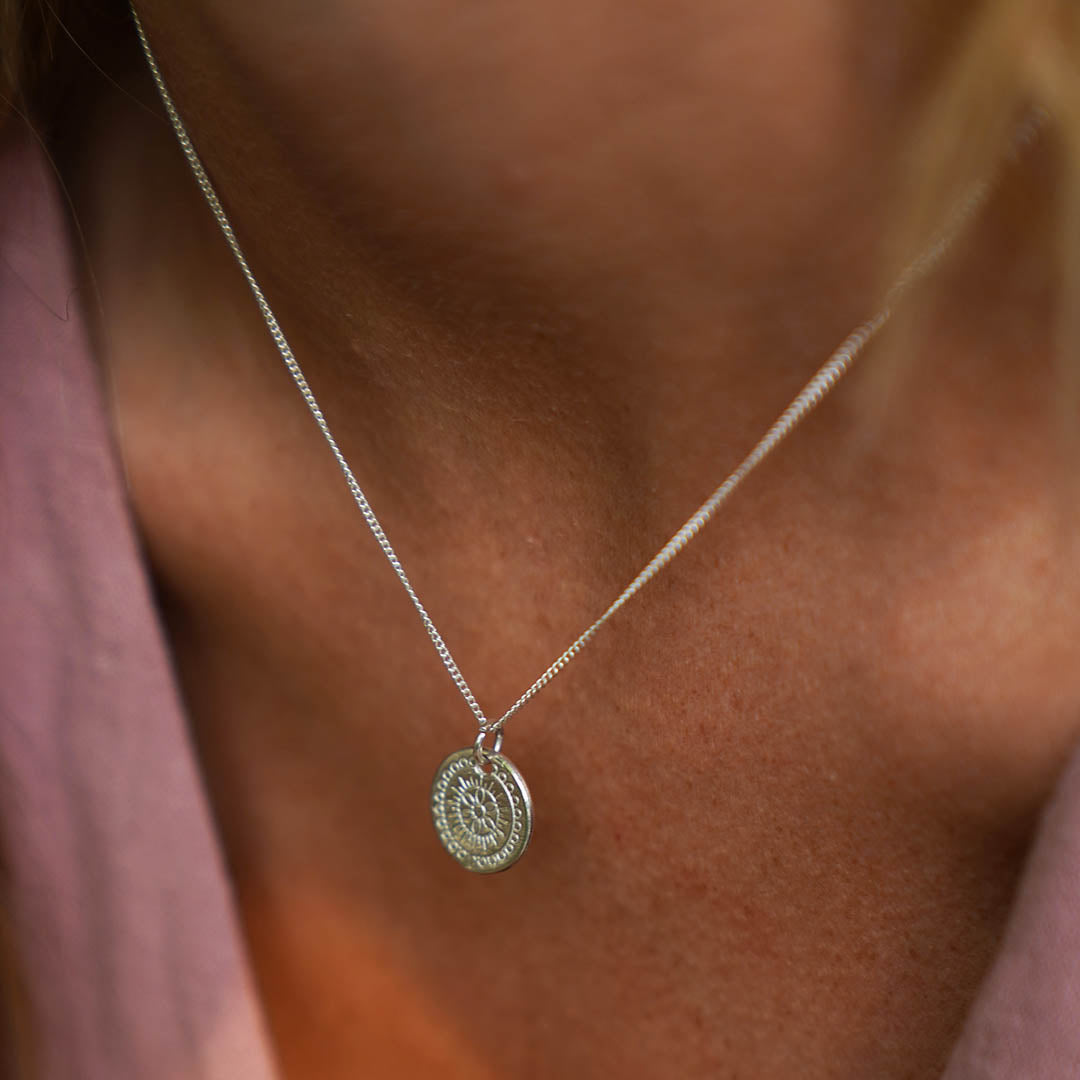 Sacred Mandala Necklace Handmade in Sterling Silver
