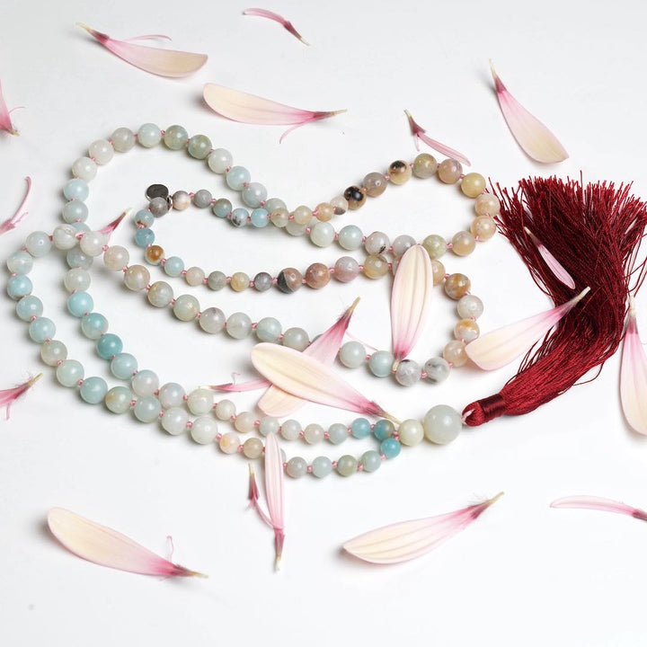 Gemstone Mala handmade with 108 Amazonite beads 