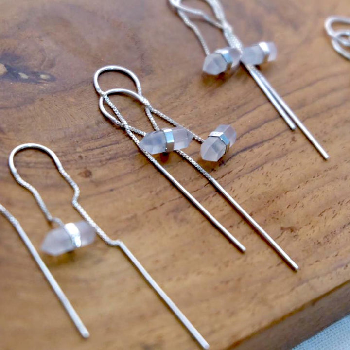 Unity Silver Earrings with Double-Terminated Clear Quartz Crystal