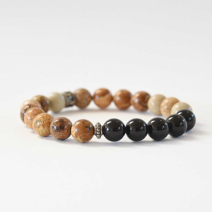 Knowing Your Path Gemstone Bracelet handmade by Manipura with Black Onyx and Jasper beads