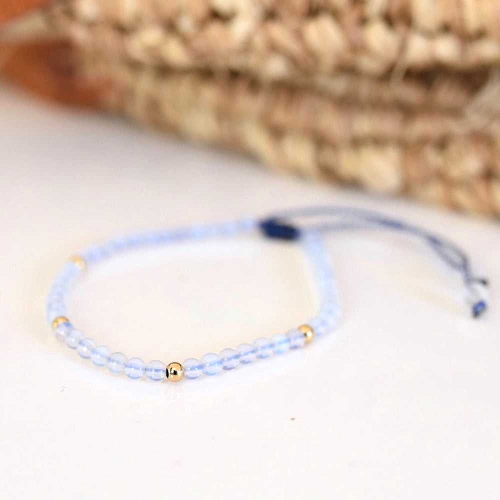 White-Blue Opal Adjustable Gemstone Bracelet by Manipura Malas at