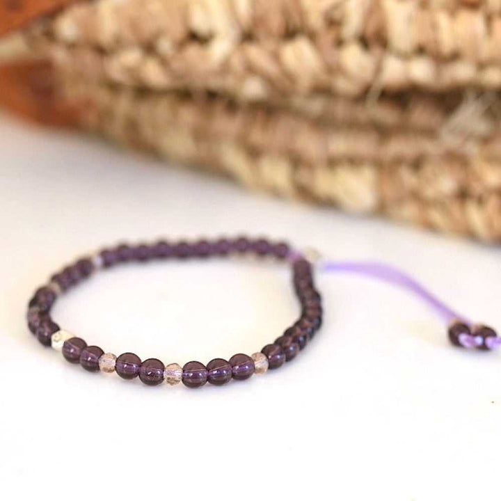 Purple Amethyst Adjustable Gemstone Bracelet by Manipura Malas at