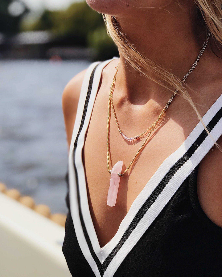 Rose Quartz Necklace by Manipura Malas at